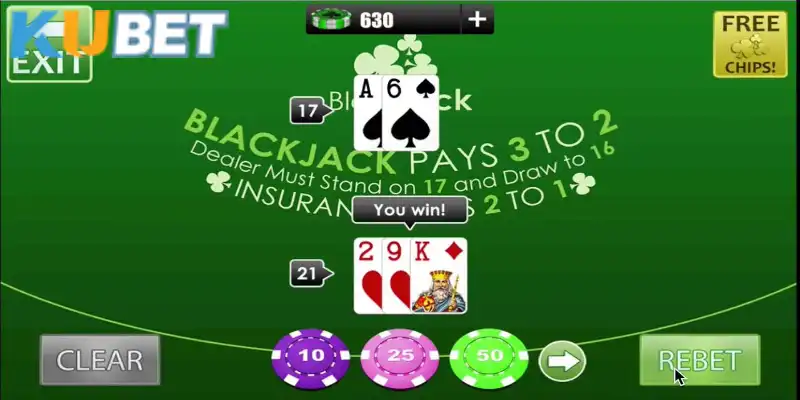 Blackjack 21 điểm là sân chơi lý tưởng tại Kubet